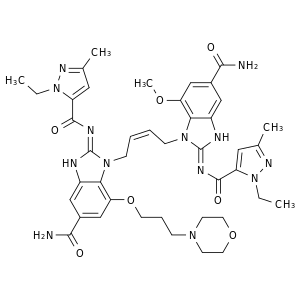 (E) -1-(4-(5-氨基-2-(1-乙基-3-甲基-1H-吡唑-5-甲酰胺)-7-(3-吗啉丙氧基)-1H-苯并[d]咪唑-1-基)丁-2-烯-1-基)-2-(1-甲基-3-甲基-1H-吡唑-5-乙酰胺)-7--甲氧基-1H-苯甲[d]咪唑-5-甲酰胺