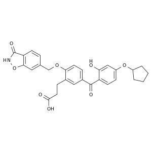 3-(5-(4-(环戊基氧基)-2-羟基苯甲酰基)-2-((3-羟基-1,2-苯并异噁唑-6-基)甲氧基)苯基)丙酸