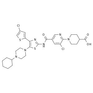 1-[3-氯-5-[[[4-(4-氯-2-噻吩)-5-(4-环己基-1-哌嗪)-2-噻唑基]氨基]羰基]-2-吡啶]-4-哌啶羧酸
