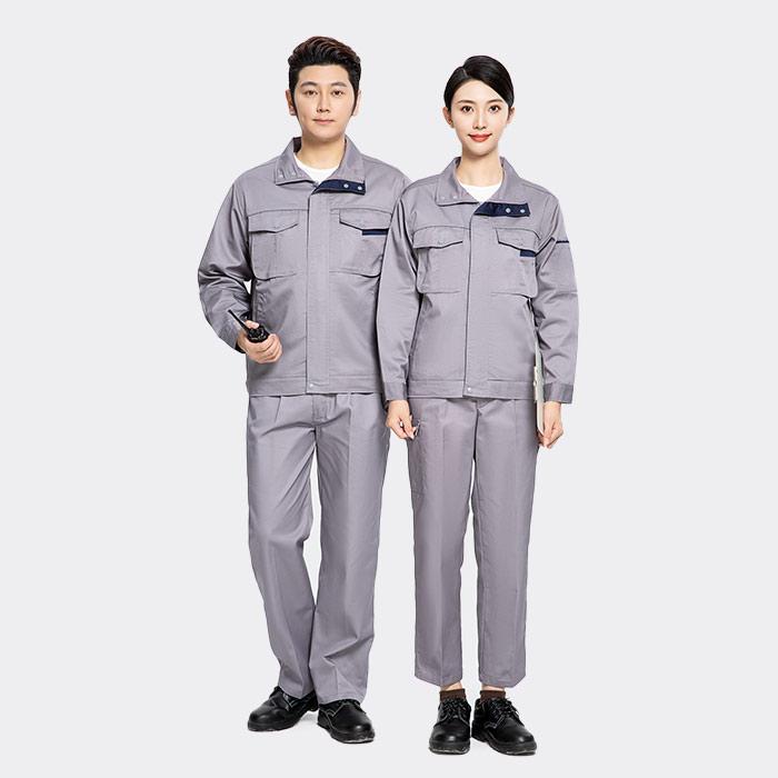 拉链款春秋长袖工作服套装（上衣+裤子）涤棉厚纱卡（涤80%棉20%）中灰色 2XL/180码|2XL号|Titan/泰坦
